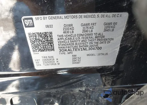 2022 GMC Terrain Awd Sle from USA, damaged, VIN 3GKALTEV1NL304700